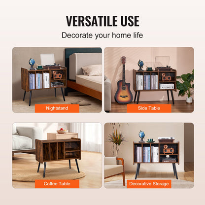 VEVOR Record Player Stand, Turntable Stand Holds Up to 220 Albums, Vintage Vinyl Record Cabinet with Removable Shelves, Record Player Table with Adjustable Height for Living Room, Bedroom, Brown - DCJJMZLC220Z7SYPLV0 - view 7