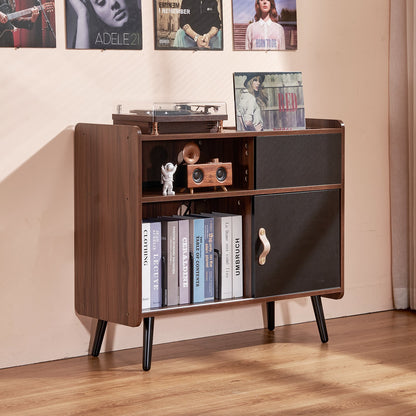 VEVOR Record Player Stand with Power Outlet, Turntable Stand Holds Up to 350 Albums, Record Player Table with Vintage Vinyl Record Storage for Living Room, Bedroom, Brown - DCJJMZSC300ZOFZE8V1 - view 9