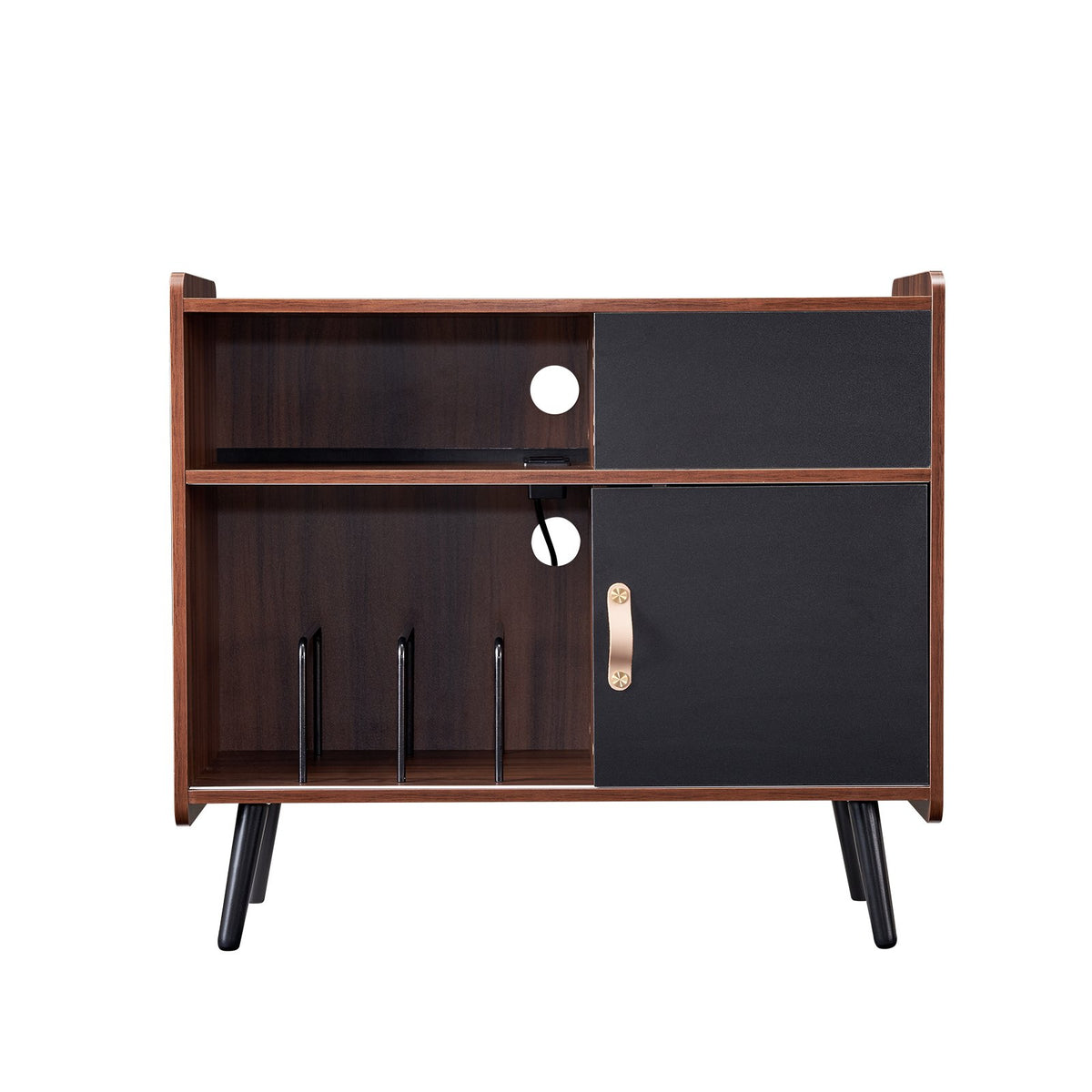 VEVOR Record Player Stand with Power Outlet, Turntable Stand Holds Up to 350 Albums, Record Player Table with Vintage Vinyl Record Storage for Living Room, Bedroom, Brown - DCJJMZSC300ZOFZE8V1 - view 10