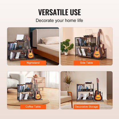 VEVOR 3-Tier Record Player Stand with Guitar Holder, Turntable Stand with Storage Holds Up to 300 Albums, Vinyl Record Cabinet with Metal Mesh Frame for Living Room, Bedroom, Black - DCJJTMSC300Z9HOHUV0 - view 7