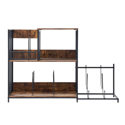 VEVOR 3-Tier Record Player Stand with Guitar Holder, Turntable Stand with Storage Holds Up to 300 Albums, Vinyl Record Cabinet with Metal Mesh Frame for Living Room, Bedroom, Black - DCJJTMSC300Z9HOHUV0 - view 10