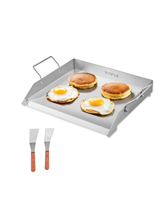 VEVOR Stainless Steel Griddle, 18x16 inch Universal Flat Top Rectangular Plate, Gas Grill Griddle for BBQ Grill, Teppanyaki, Portable Family Cookware with Handle, for Camping Tailgating Party - DCJPBXG1816I6OP2EV0 - view 1