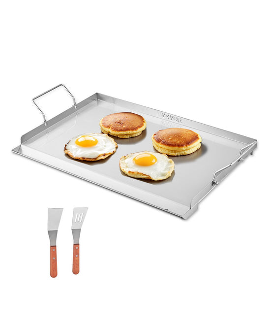 VEVOR Stainless Steel Griddle, 23x16 inch Universal Flat Top Rectangular Plate, Gas Grill Griddle for BBQ Grill, Teppanyaki, Portable Family Cookware with Handle, for Camping Tailgating Party - DCJPBXG2316IQ5MBZV0 - view 1