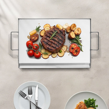 VEVOR Stainless Steel Griddle, 23x16 inch Universal Flat Top Rectangular Plate, Gas Grill Griddle for BBQ Grill, Teppanyaki, Portable Family Cookware with Handle, for Camping Tailgating Party - DCJPBXG2316IQ5MBZV0 - view 9