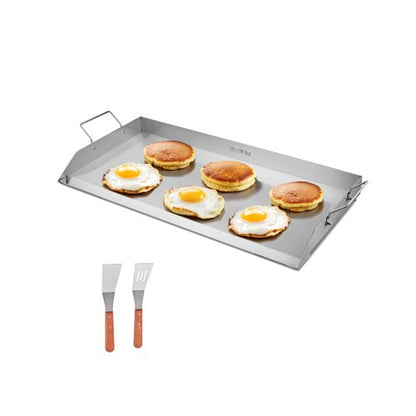VEVOR Stainless Steel Griddle, 32x16 inch Universal Flat Top Rectangular Plate, Gas Grill Griddle for BBQ Grill, Teppanyaki, Portable Family Cookware with Handle, for Camping Tailgating Party - DCJPBXG3217INLUP8V0 - view 2