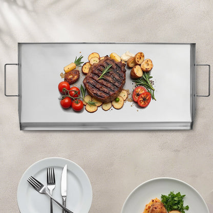 VEVOR Stainless Steel Griddle, 32x16 inch Universal Flat Top Rectangular Plate, Gas Grill Griddle for BBQ Grill, Teppanyaki, Portable Family Cookware with Handle, for Camping Tailgating Party - DCJPBXG3217INLUP8V0 - view 9