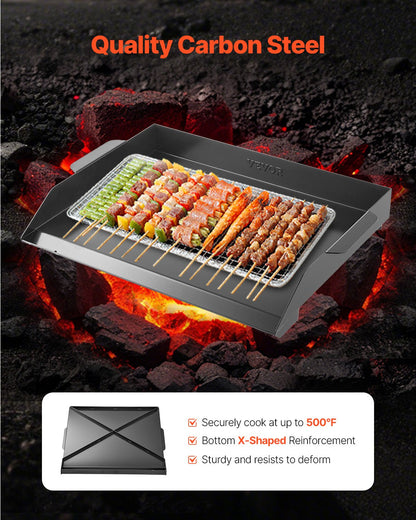 VEVOR Carbon Steel Griddle, 20x16 inch Universal Flat Top Rectangular Plate, Gas Grill Griddle for BBQ Grill, Teppanyaki, Portable Family Cookware, for Camping Tailgating Party, Black - DCJPTG2016INSC89SV0 - view 3