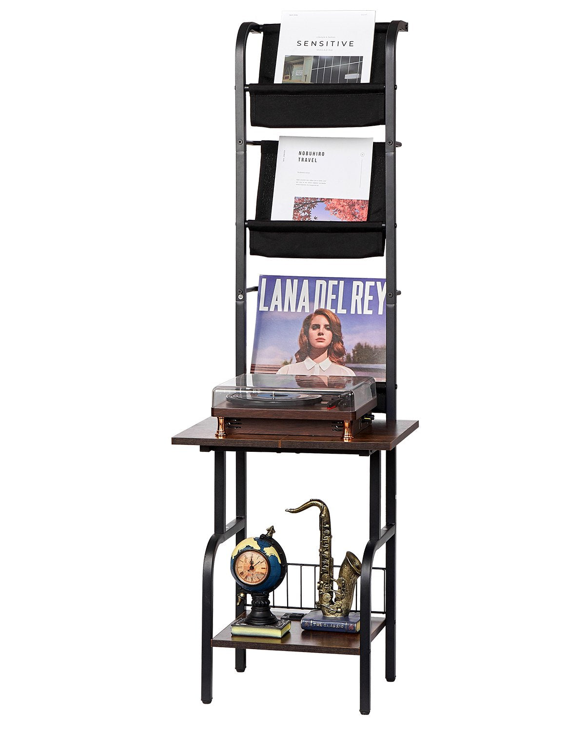 VEVOR Record Player Stand, 5 Tiers Tall Vinyl Record with Charging Station & USB Ports, Turntable Stand with Record Holder Display Shelf for Living Room, Bedroom, Black - DCJZJTM5CJGK5E43WV1 - view 1