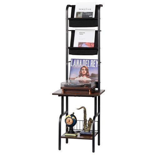 VEVOR Record Player Stand, 5 Tiers Tall Vinyl Record with Charging Station & USB Ports, Turntable Stand with Record Holder Display Shelf for Living Room, Bedroom, Black - DCJZJTM5CJGK5E43WV1 - view 2