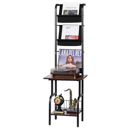 VEVOR Record Player Stand, 5 Tiers Tall Vinyl Record with Charging Station & USB Ports, Turntable Stand with Record Holder Display Shelf for Living Room, Bedroom, Black - DCJZJTM5CJGK5E43WV1 - view 2