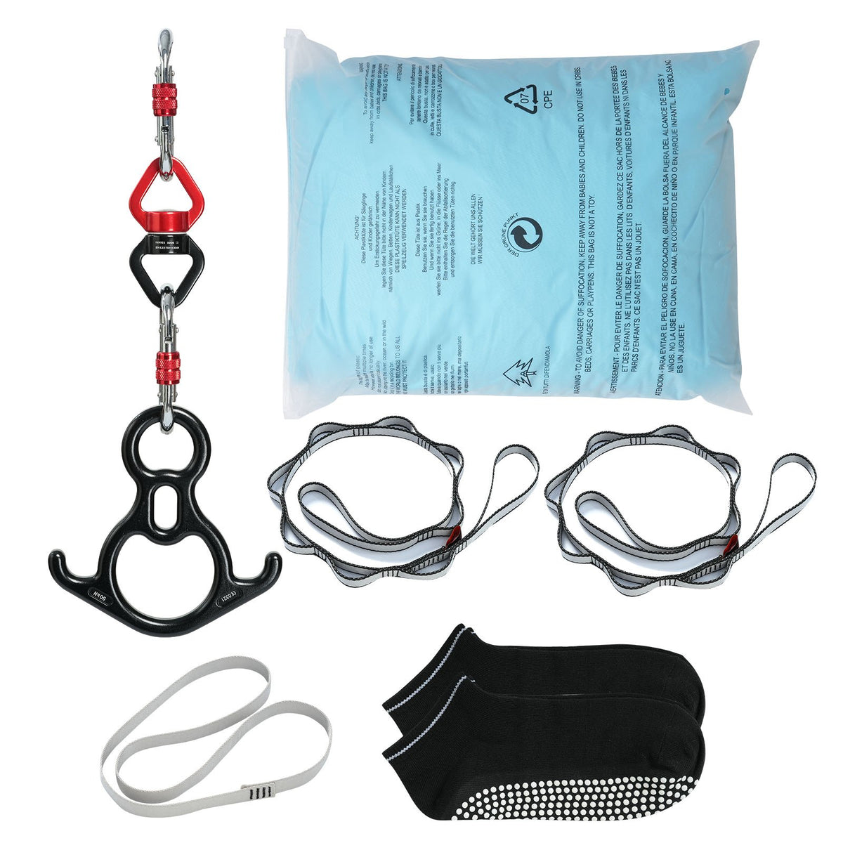 VEVOR Aerial Silk & Yoga Swing, 11 Yards, Aerial Yoga Hammock Kit with 100gsm Nylon Fabric, Full Rigging Hardware & Easy Set-up Guide, Antigravity Flying for All Levels Fitness Bodybuilding, Blue - DCK10X28MQLSMTBOTV0 - view 10