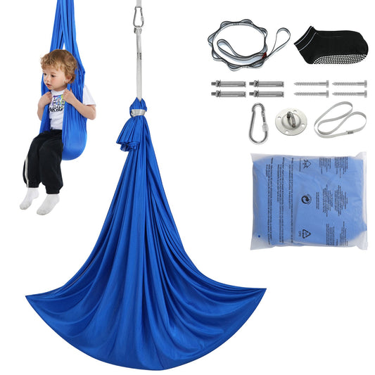 VEVOR Sensory Swing for Kids, 3.1 Yards, Therapy Swing for Children with Special Needs, Cuddle Swing Indoor Outdoor Hammock for Child & Adult with Autism, ADHD, Aspergers, Sensory Integration, Blue - DCK28X15MBLSV6O63V0 - view 1
