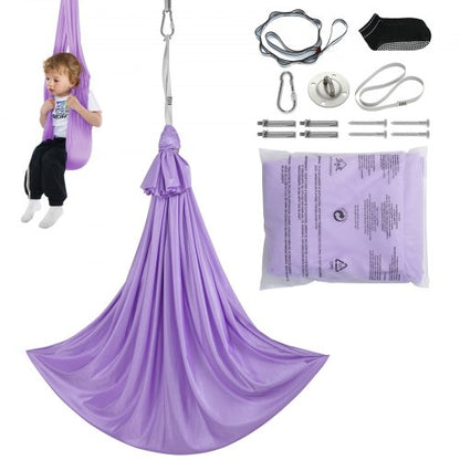 VEVOR Sensory Swing for Kids, 3.1 Yards, Therapy Swing for Children with Special Needs, Cuddle Swing Indoor Outdoor Hammock for Child & Adult with Autism, ADHD, Aspergers, Sensory Integration, Purple - DCK28X15MQZSTXUPIV0 - view 2