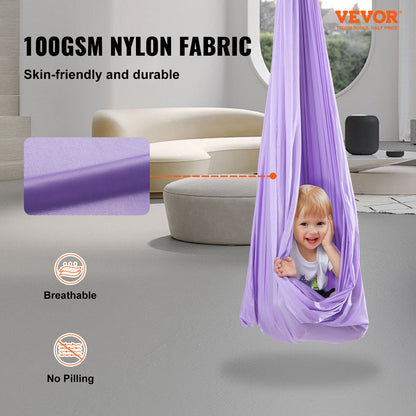 VEVOR Sensory Swing for Kids, 3.1 Yards, Therapy Swing for Children with Special Needs, Cuddle Swing Indoor Outdoor Hammock for Child & Adult with Autism, ADHD, Aspergers, Sensory Integration, Purple - DCK28X15MQZSTXUPIV0 - view 3