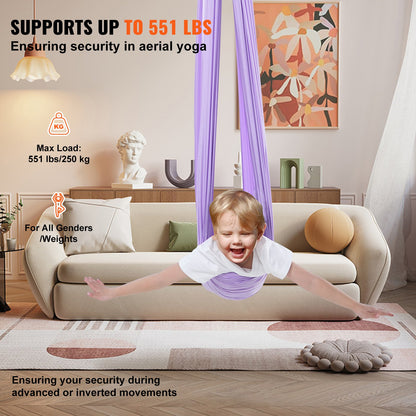 VEVOR Sensory Swing for Kids, 3.1 Yards, Therapy Swing for Children with Special Needs, Cuddle Swing Indoor Outdoor Hammock for Child & Adult with Autism, ADHD, Aspergers, Sensory Integration, Purple - DCK28X15MQZSTXUPIV0 - view 4