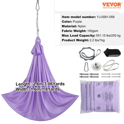 VEVOR Sensory Swing for Kids, 3.1 Yards, Therapy Swing for Children with Special Needs, Cuddle Swing Indoor Outdoor Hammock for Child & Adult with Autism, ADHD, Aspergers, Sensory Integration, Purple - DCK28X15MQZSTXUPIV0 - view 8