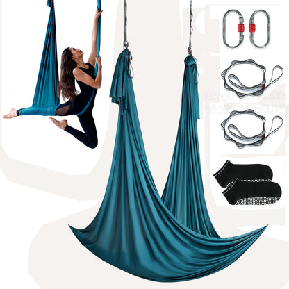 VEVOR Aerial Yoga Hammock & Swing, 5.5 Yards, Aerial Yoga Starter Kit with 100gsm Nylon Fabric, Full Rigging Hardware & Easy Set-up Guide, Antigravity Flying for All Levels Fitness Bodybuilding, Green - DCK5X28MMLCBLHMSZV0 - view 1