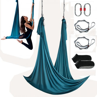 VEVOR Aerial Yoga Hammock & Swing, 5.5 Yards, Aerial Yoga Starter Kit with 100gsm Nylon Fabric, Full Rigging Hardware & Easy Set-up Guide, Antigravity Flying for All Levels Fitness Bodybuilding, Green - DCK5X28MMLCBLHMSZV0 - view 2