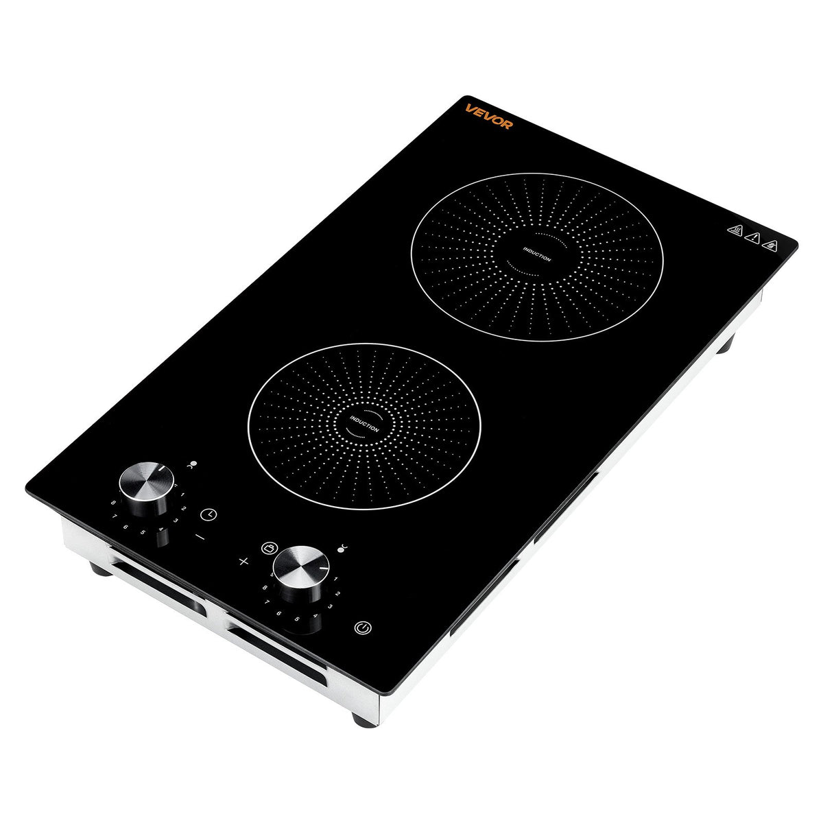 VEVOR Induction Cooktop 12in 2 Burners Built-in Electric Stove 220V 3500W, Low-Power Continuous Heating, Induction Burner for Kitchen, 11 Power Levels, Knob Control, Ceramic Glass, and Child Lock - DCL2BURNERS11XTSL001V4 - view 10