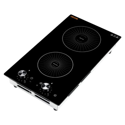 VEVOR Induction Cooktop 12in 2 Burners Built-in Electric Stove 220V 3500W, Low-Power Continuous Heating, Induction Burner for Kitchen, 11 Power Levels, Knob Control, Ceramic Glass, and Child Lock - DCL2BURNERS11XTSL001V4 - view 10