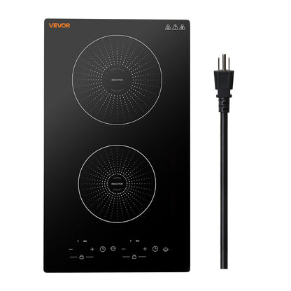 VEVOR Induction Cooktop 12in 2 Burners Built-in Electric Stove 110V 1800W, Low-Power Continuous Heating, Countertop Induction Burner, 9 Power Levels, LED Touch Screen, Ceramic Glass, and Child Lock - DCL2BURNERS16FXHP001V1 - view 1