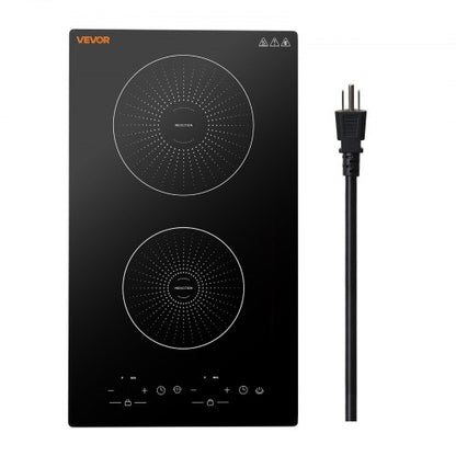 VEVOR Induction Cooktop 12in 2 Burners Built-in Electric Stove 110V 1800W, Low-Power Continuous Heating, Countertop Induction Burner, 9 Power Levels, LED Touch Screen, Ceramic Glass, and Child Lock - DCL2BURNERS16FXHP001V1 - view 2