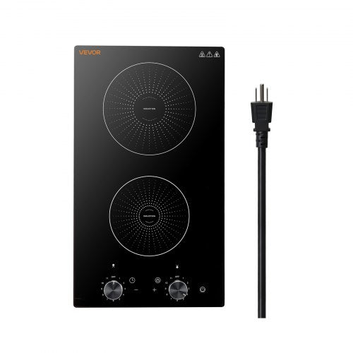 VEVOR Induction Cooktop 12in 2 Burners Built-in Electric Stove 110V 1800W, Low-Power Continuous Heating, Countertop Induction Burner, 11 Power Levels, Knob Control, Ceramic Glass, and Child Lock - DCL2BURNERS1KRK6E001V1 - view 2