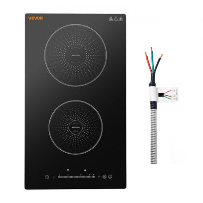 VEVOR Induction Cooktop 12in 2 Burners Built-in Electric Stove 220V 3500W, Low-Power Continuous Heating, Induction Burner for Kitchen, 9 Power Levels, LED Touch Screen, Ceramic Glass, and Child Lock - DCL2BURNERS1OBGDT001V4 - view 2