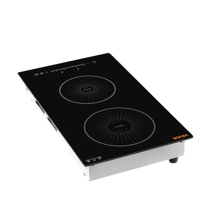 VEVOR Induction Cooktop 12in 2 Burners Built-in Electric Stove 220V 3500W, Low-Power Continuous Heating, Induction Burner for Kitchen, 9 Power Levels, LED Touch Screen, Ceramic Glass, and Child Lock - DCL2BURNERS1OBGDT001V4 - view 10