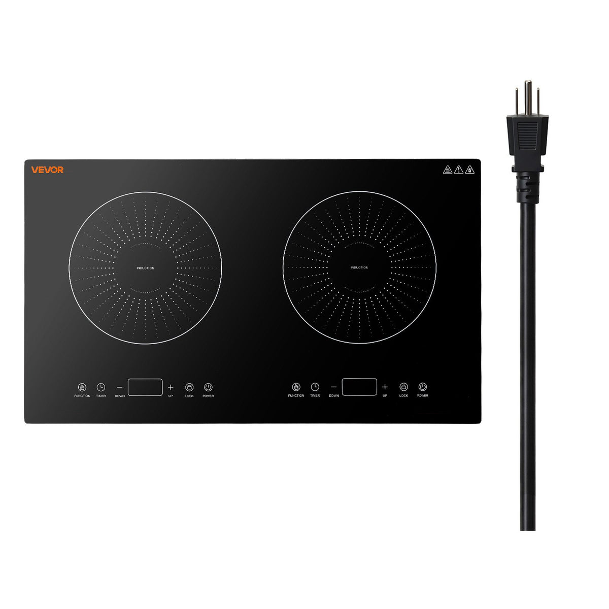 VEVOR Induction Cooktop 24in 2 Burners Built-in Electric Stove 110V 1800W, Low-Power Continuous Heating, Countertop Induction Burner, 9 Power Levels, LED Touch Screen, Ceramic Glass, and Child Lock - DCL2BURNERS2E8GXF001V1 - view 1