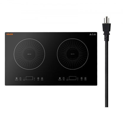 VEVOR Induction Cooktop 24in 2 Burners Built-in Electric Stove 110V 1800W, Low-Power Continuous Heating, Countertop Induction Burner, 9 Power Levels, LED Touch Screen, Ceramic Glass, and Child Lock - DCL2BURNERS2E8GXF001V1 - view 2