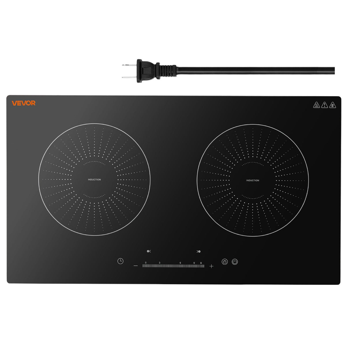 VEVOR Induction Cooktop 24inch 2 Burners Built-in Electric Stove 110V 1800W, Low-Power Continuous Heating, Induction Burner, with 9 Power Levels, LED Touch Screen, and Child Lock, for Kitchen, RV - DCL2BURNERS2Y2EQE001V1 - view 1
