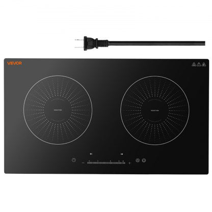 VEVOR Induction Cooktop 24inch 2 Burners Built-in Electric Stove 110V 1800W, Low-Power Continuous Heating, Induction Burner, with 9 Power Levels, LED Touch Screen, and Child Lock, for Kitchen, RV - DCL2BURNERS2Y2EQE001V1 - view 2