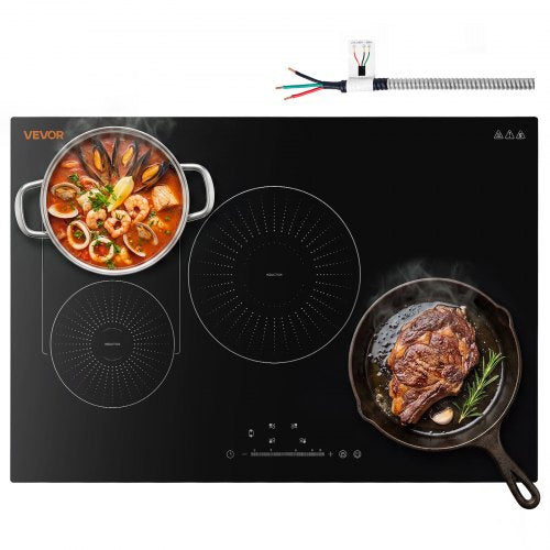 VEVOR Induction Cooktop 30inch 4 Burners Built-in Electric Stove 220V 7500W, Low-Power Continuous Heating, Induction Burner for Kitchen, with 9 Power Levels, LED Touch Screen, and Child Lock - DCL4BURNERS3GSTQA001V4 - view 2