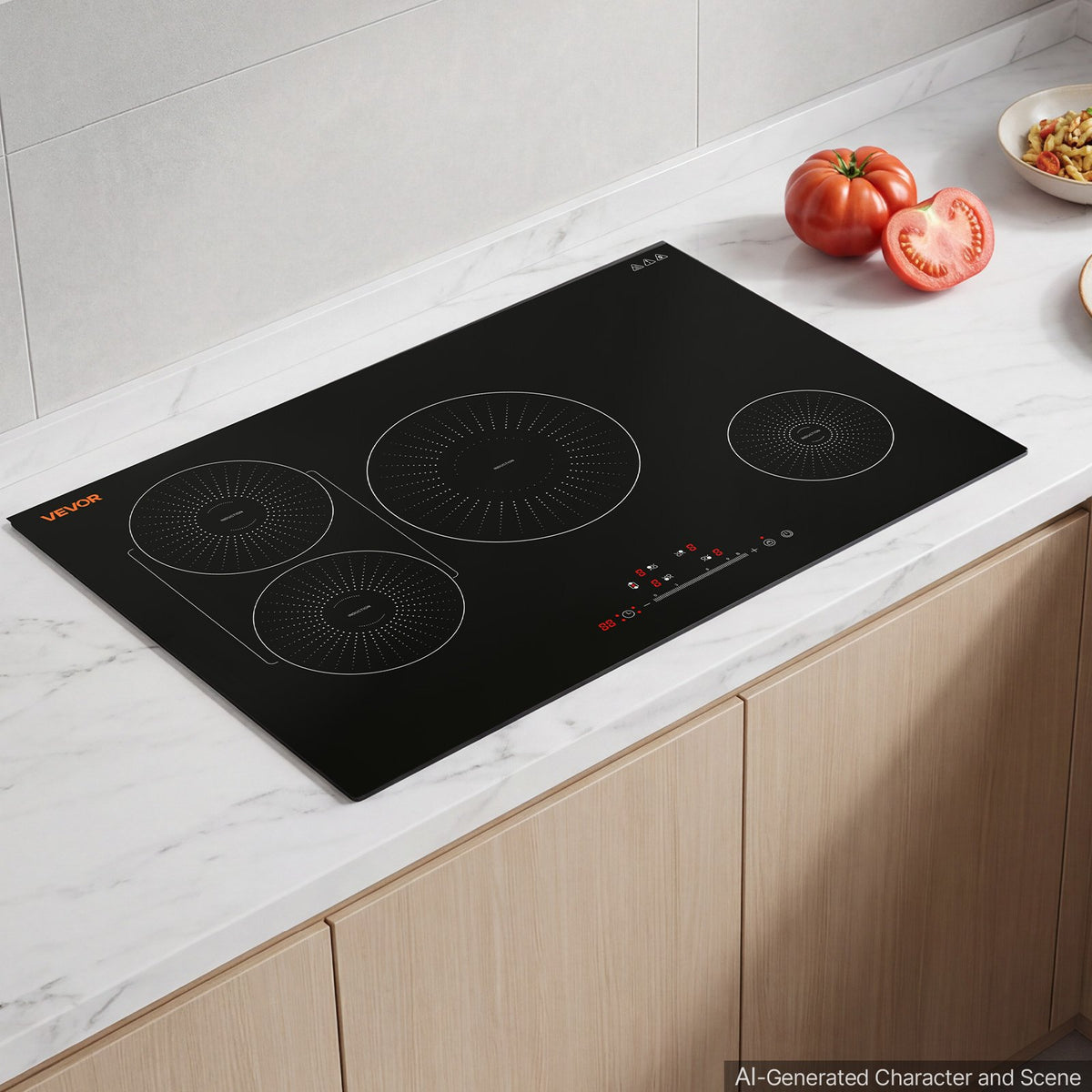 VEVOR Induction Cooktop 30inch 4 Burners Built-in Electric Stove 220V 7500W, Low-Power Continuous Heating, Induction Burner for Kitchen, with 9 Power Levels, LED Touch Screen, and Child Lock - DCL4BURNERS3GSTQA001V4 - view 9