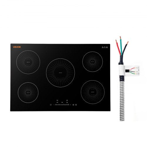 VEVOR Induction Cooktop 30in 5 Burners Built-in Electric Stove 220V 9200W, Low-Power Continuous Heating, Induction Burner for Kitchen, 9 Power Levels, LED Touch Screen, Ceramic Glass, Child Lock - DCL5GL30INCH6RC5W001V4 - view 2