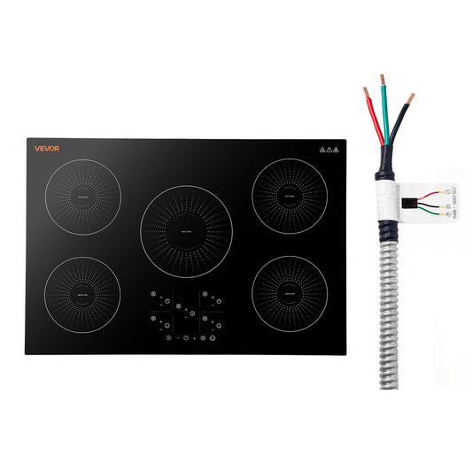 VEVOR Induction Cooktop 30in 5 Burners Built-in Electric Stove 220V 9200W, Low-Power Continuous Heating, Induction Burner for Kitchen, 9 Power Levels, LED Touch Screen, Ceramic Glass, and Child Lock - DCL5GL30INCHEXU7S001V4 - view 1