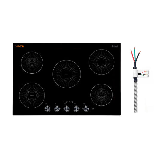 VEVOR Induction Cooktop 30in 5 Burners Built-in Electric Stove 220V 9200W, Low-Power Continuous Heating, Induction Burner for Kitchen, 11 Power Levels, Knob Control, Ceramic Glass, and Child Lock - DCL5GL30INCHY4NMC001V4 - view 1
