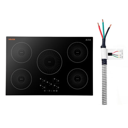 VEVOR Induction Cooktop 36in 5 Burners Built-in Electric Stove 220V 9200W, Low-Power Continuous Heating, Induction Burner for Kitchen, 9 Power Levels, LED Touch Screen, Ceramic Glass, and Child Lock - DCL5GL36INCHHOZ7G001V4 - view 1