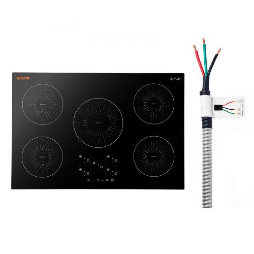 VEVOR Induction Cooktop 36in 5 Burners Built-in Electric Stove 220V 9200W, Low-Power Continuous Heating, Induction Burner for Kitchen, 9 Power Levels, LED Touch Screen, Ceramic Glass, and Child Lock - DCL5GL36INCHHOZ7G001V4 - view 2