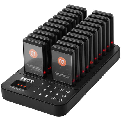 VEVOR Restaurant Pager System, Wireless 400m Long Range Lineup Waiting Queue Signal, Guest Customer Calling Beepers with Vibration & Flashing, 20 Buzzers for Food Truck, Church, Nursery, Hospital - DCPQCQDRCPFX0K4QAV1 - view 1