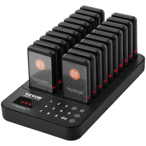 VEVOR Restaurant Pager System, Wireless 400m Long Range Lineup Waiting Queue Signal, Guest Customer Calling Beepers with Vibration & Flashing, 20 Buzzers for Food Truck, Church, Nursery, Hospital - DCPQCQDRCPFX0K4QAV1 - view 2