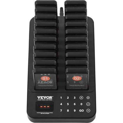 VEVOR Restaurant Pager System, Wireless 400m Long Range Lineup Waiting Queue Signal, Guest Customer Calling Beepers with Vibration & Flashing, 20 Buzzers for Food Truck, Church, Nursery, Hospital - DCPQCQDRCPFX0K4QAV1 - view 10
