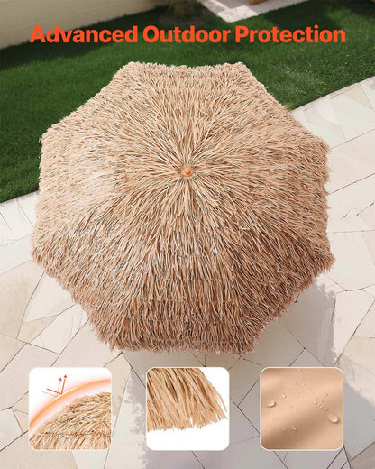 VEVOR Tiki Umbrella, 8 ft Thatched Patio Umbrella with Tilt, Hawaiian Style Beach Parasol with Durable PP Thatch and 8 Metal Ribs, Grass Pool Umbrellas for Beach, Patio, Poolside, Backyard & Garden - DCS8FTKQXJD0RL2PX001V0 - view 6