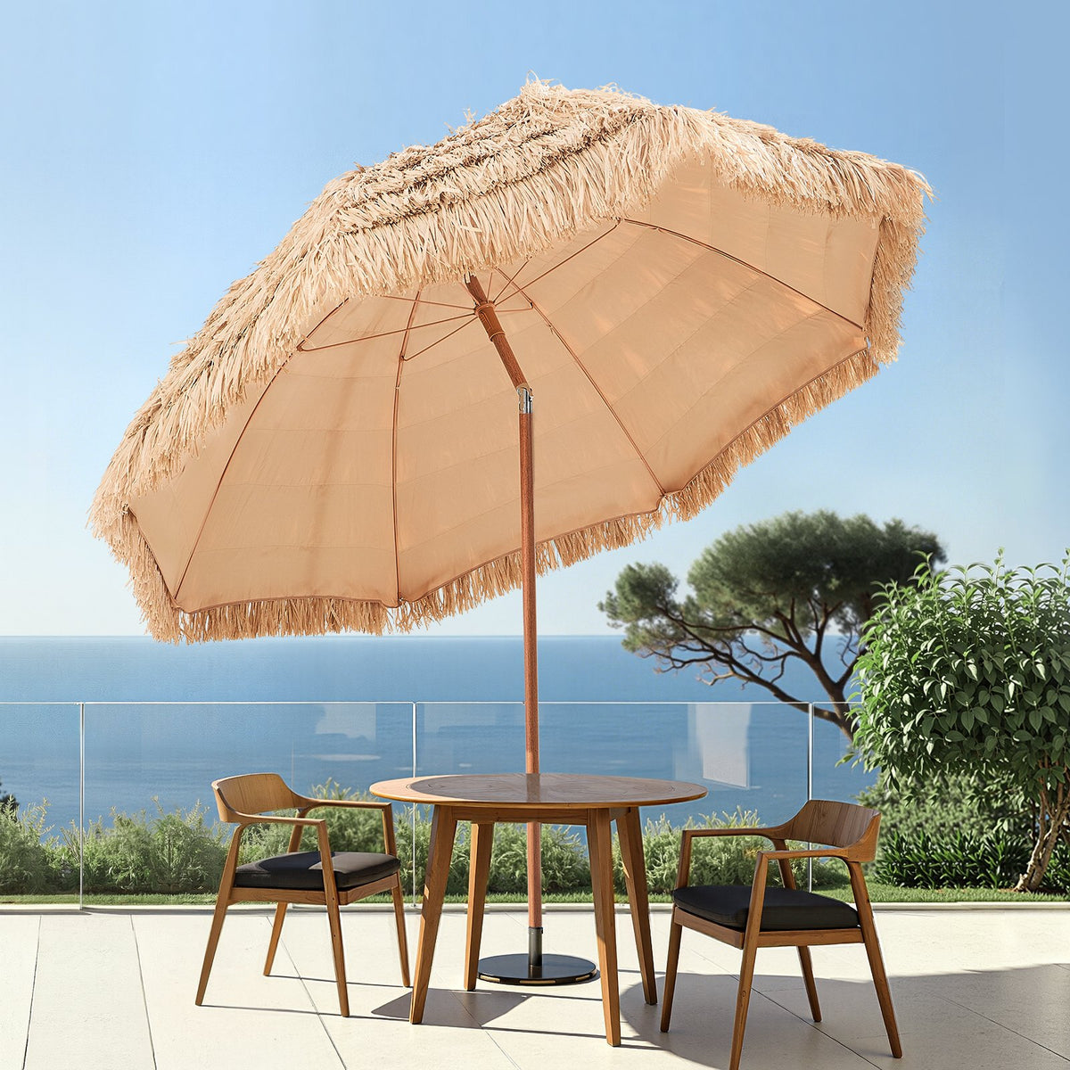 VEVOR Tiki Umbrella, 8 ft Thatched Patio Umbrella with Tilt, Hawaiian Style Beach Parasol with Durable PP Thatch and 8 Metal Ribs, Grass Pool Umbrellas for Beach, Patio, Poolside, Backyard & Garden - DCS8FTKQXJD0RL2PX001V0 - view 9