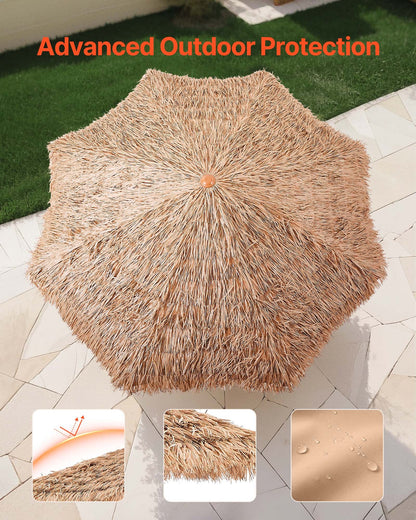 VEVOR Tiki Umbrella, 9 ft Thatched Patio Umbrella with Tilt, Hawaiian Style Beach Parasol with Durable PP Thatch and 8 Metal Ribs, Grass Pool Umbrellas for Beach, Patio, Poolside, Backyard & Garden - DCS9FTKQXJD047FKS001V0 - view 6