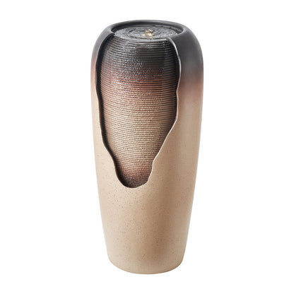 VEVOR Outdoor Water Fountain, 30.71 in Height Fountain and Waterfall, 1-Tier Floor Standing Glazed Jar Style Fountains with LED Light and Pump, for Outdoor Indoor Garden, Home, Patio & Yard (Coffee) - DCSPQ13813833P9M1001V1 - view 1