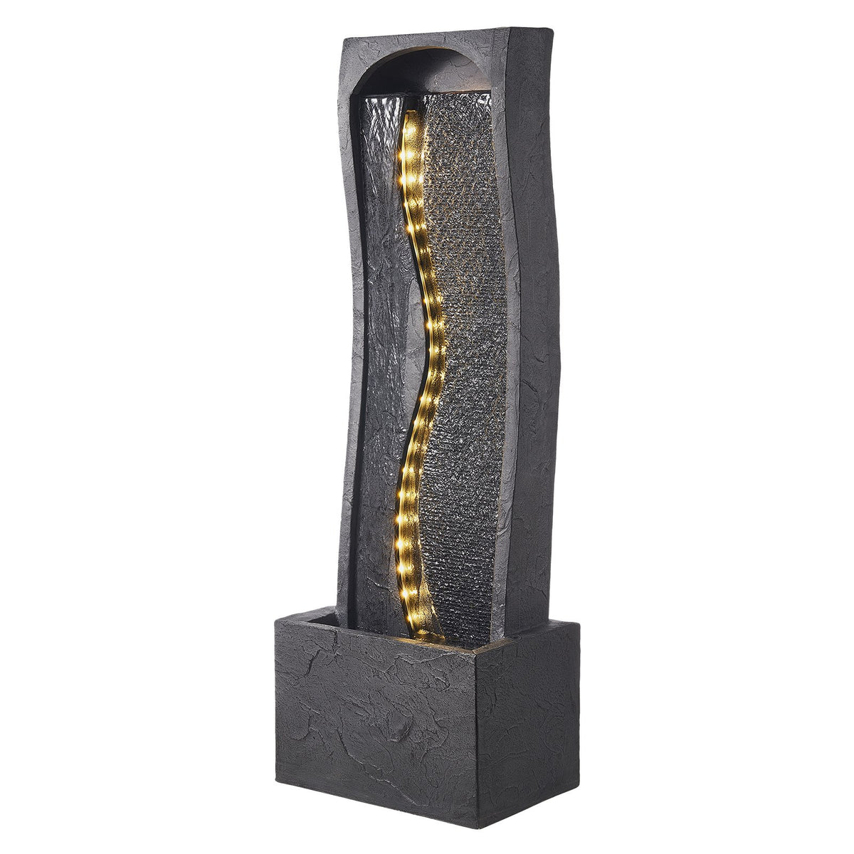 VEVOR Outdoor Water Fountain, 38.58 in Height Fountain and Waterfall, 1-Tier Floor Standing Rock Base Style Fountains with with LED Light and Pump, for Outdoor Indoor Garden, Home, Patio & Backyard - DCSPQBZYSS13VOL63001V1 - view 1