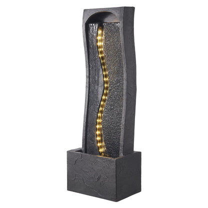 VEVOR Outdoor Water Fountain, 38.58 in Height Fountain and Waterfall, 1-Tier Floor Standing Rock Base Style Fountains with with LED Light and Pump, for Outdoor Indoor Garden, Home, Patio & Backyard - DCSPQBZYSS13VOL63001V1 - view 1