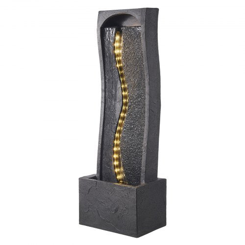 VEVOR Outdoor Water Fountain, 38.58 in Height Fountain and Waterfall, 1-Tier Floor Standing Rock Base Style Fountains with with LED Light and Pump, for Outdoor Indoor Garden, Home, Patio & Backyard - DCSPQBZYSS13VOL63001V1 - view 2